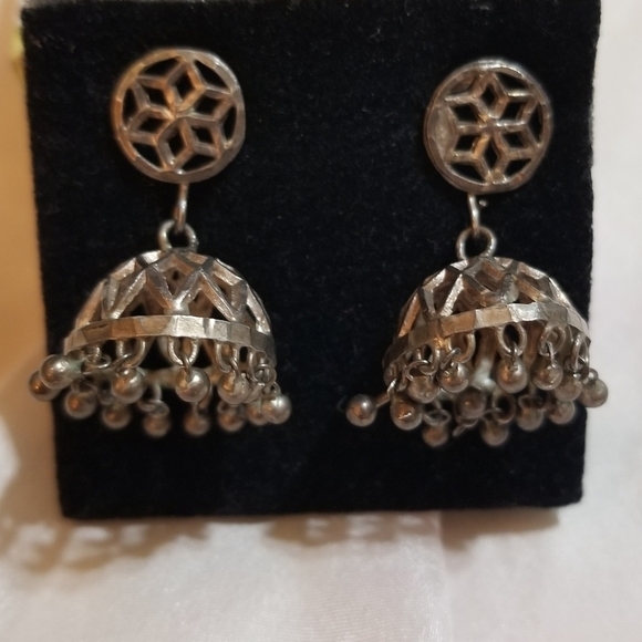 ANTIQUE belly dancer KUCHI sterling silver earrings - Picture 2 of 6